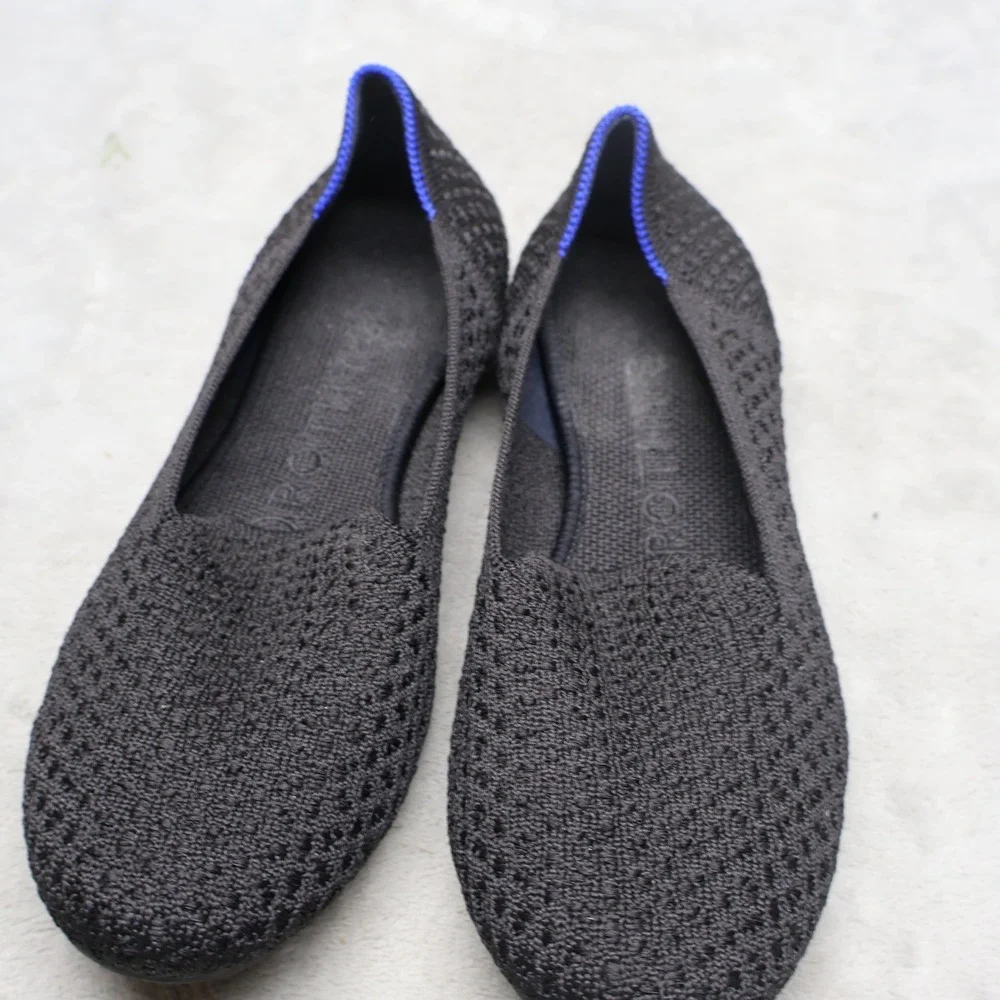 Rothys Women 6 Flats Shoes Black The Loafer Knit‎ Sustainable Slip On Everyday